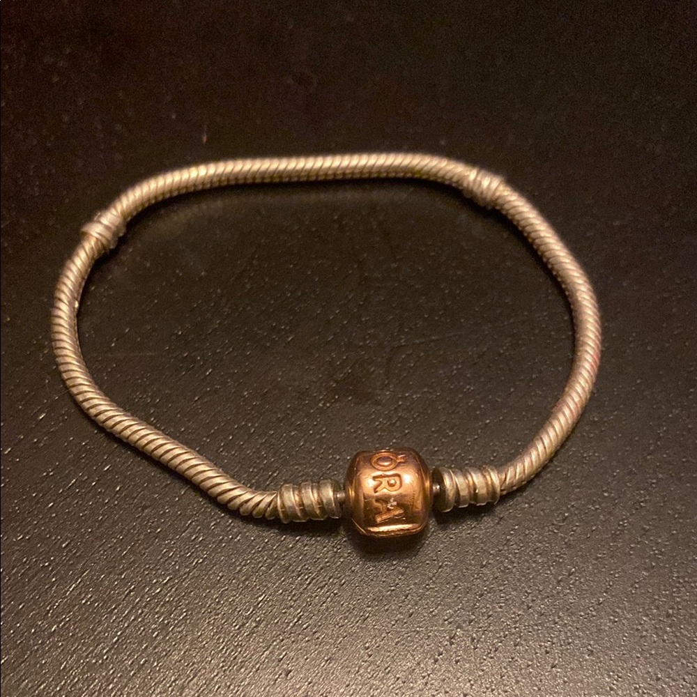 Pandora Twisted Silver Bracelet with Bronze Charm